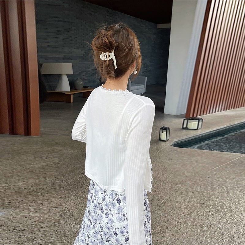 Xiaozhainv Áo Khoác Cardigan Dệt Kim Mỏng Tay Dài Màu Trơn Chống Nắng Thời Trang Hè Cho Nữ