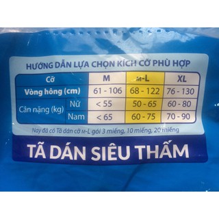 Tã dán Caryn siêu thấm M-L 10 miếng