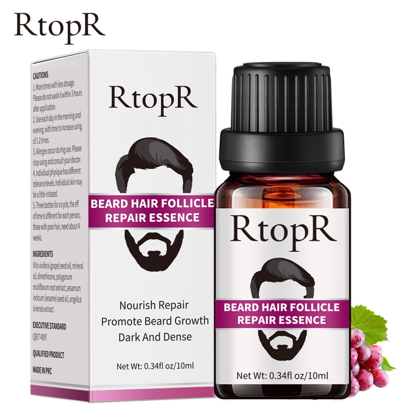 Tinh dầu dưỡng RTOPR kích thích mọc râu tóc lông mày dưỡng ẩm mềm mịn dành cho nam 10ml