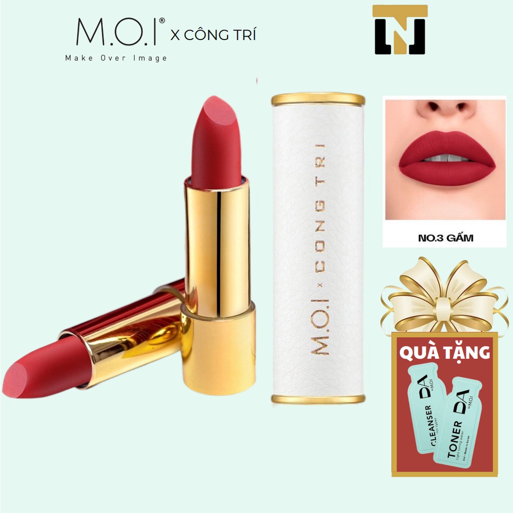 Son môi lì M.O.I X Cong Tri MOI Cosmetics Màu số 3 - Son lì, dưỡng ẩm 4g