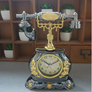 Đồng hồ để bàn giả điện thoại cổ màu xanh