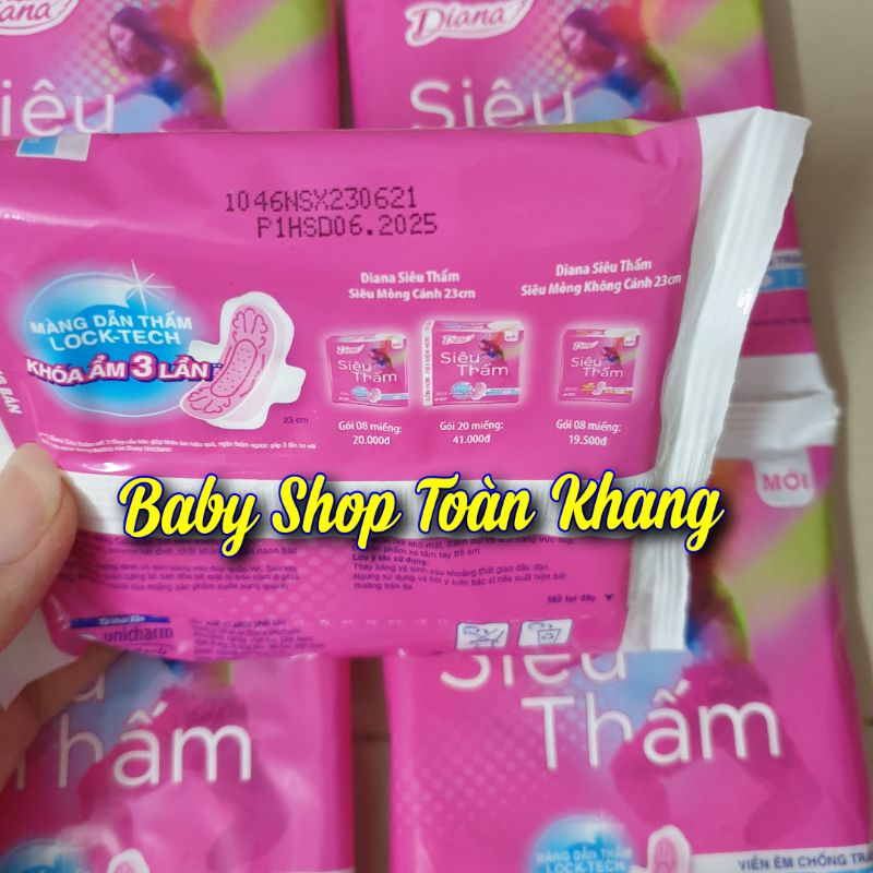 SET 10 MIẾNG BVS DIANA CÓ CÁNH SIÊU THẤM 23CM