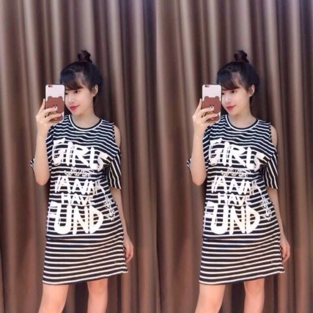 đầm suông hở vai