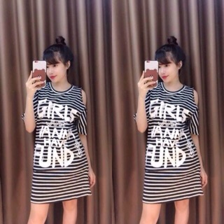 Đầm suông hở vai