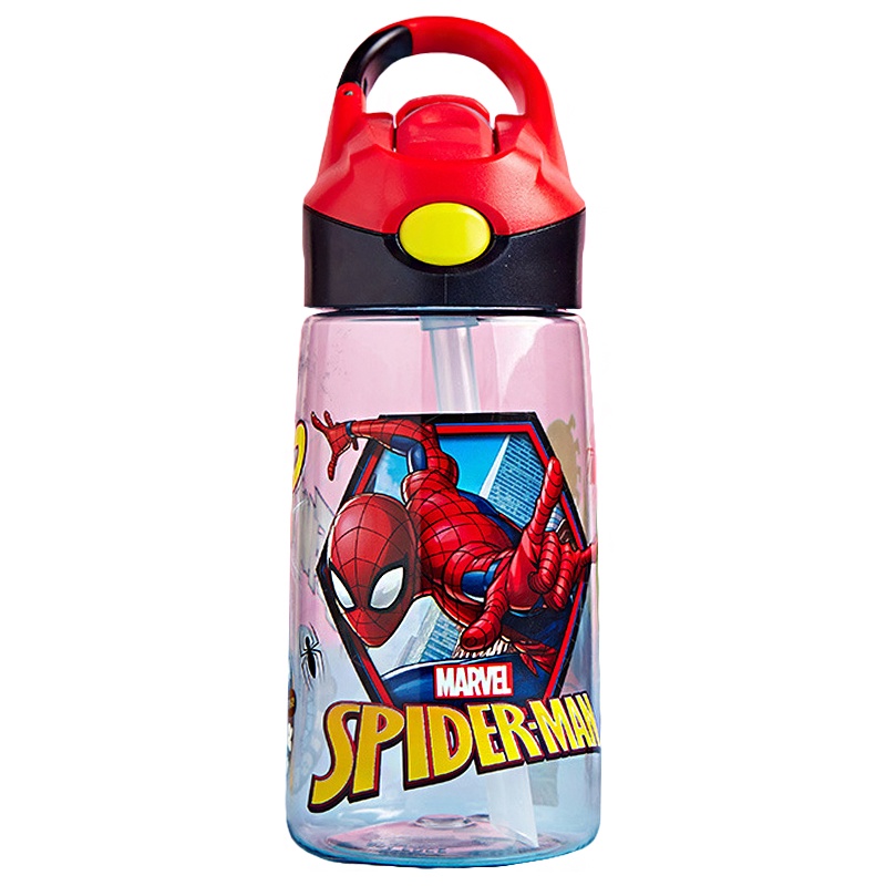 Bình nước có ống hút họa tiết nhân vật siêu anh hùng hoạt hình dễ thương cho bé