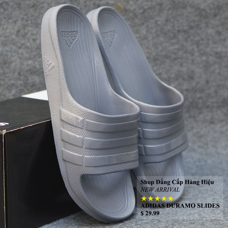 Dép Adidas Duramo chính hãng màu xám sọc bóng