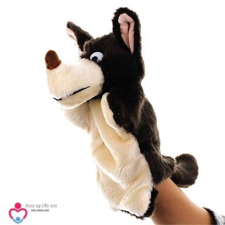 Con rối đeo tay hình chó sói nâu hoạt hình dễ thương cho bé