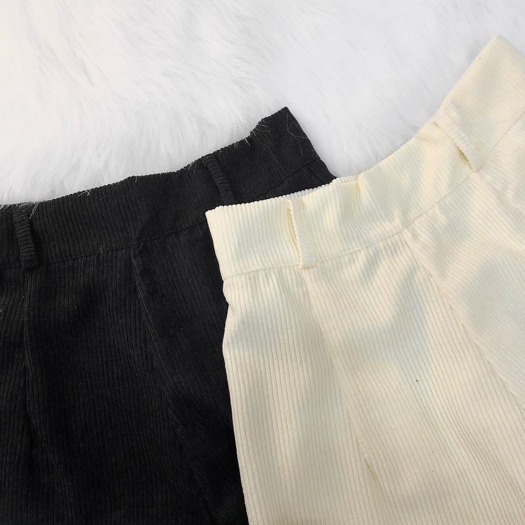 Quần Short Ngố Nữ Ống Rộng PETIT Vải Nhung Gân Mịn Thiết Kế Trẻ Trung Phong Cách Ulzzang (Ảnh Thật/ Có Sẵn)
