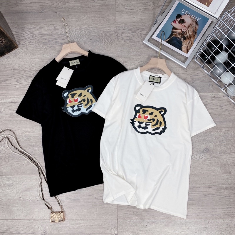 Áo phông mặt hổ áo thun dáng rộng thụng đen trắng