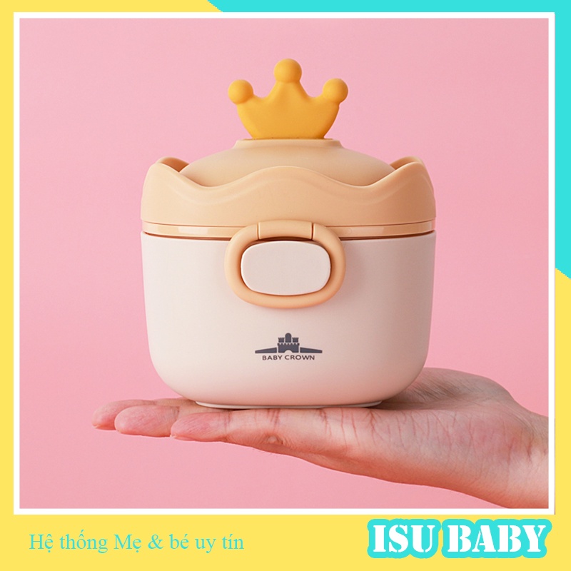 Hộp đựng sữa bột, đồ khô cho bé có chia ngăn hình vương miệng thương hiệu Baby Crown (có thể tiệt trùng)