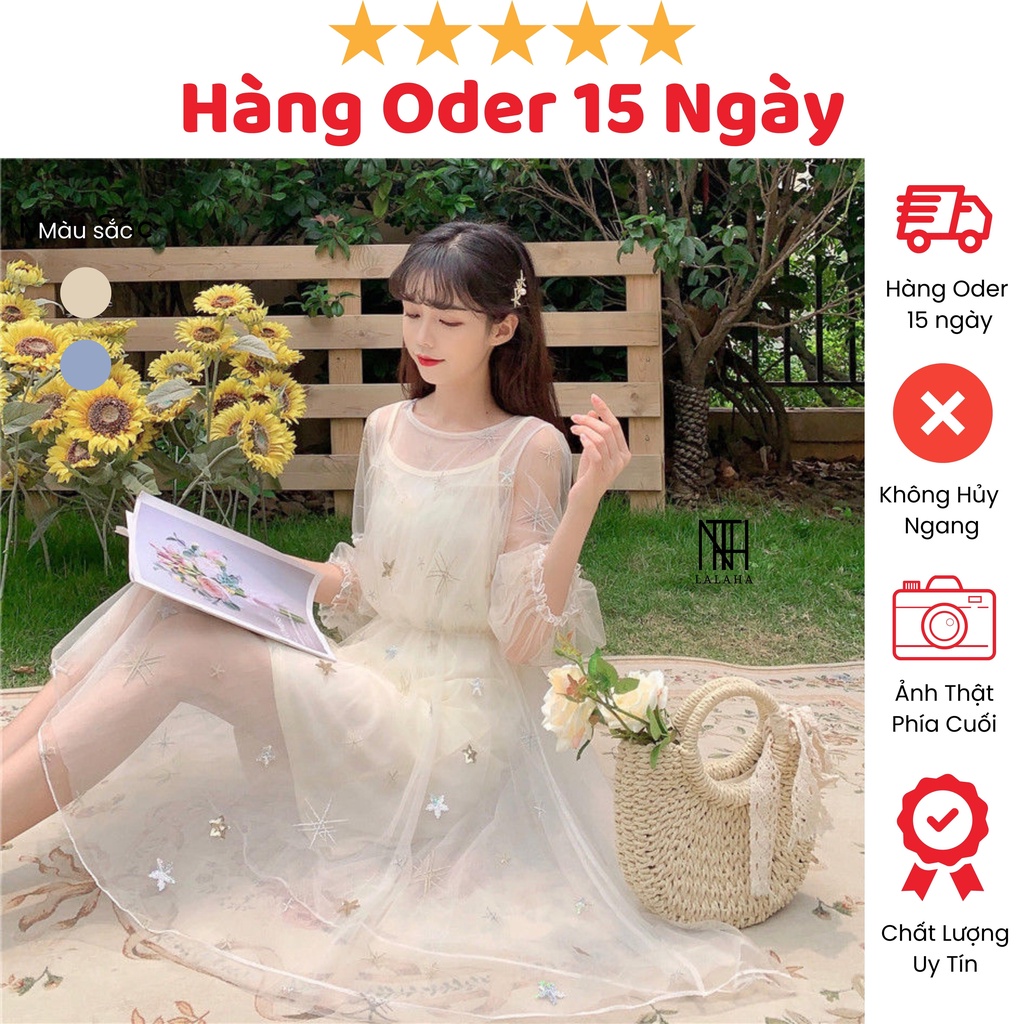 (Sẵn Xanh M) Váy Dáng Xòe Tiểu Thư Hot 2023