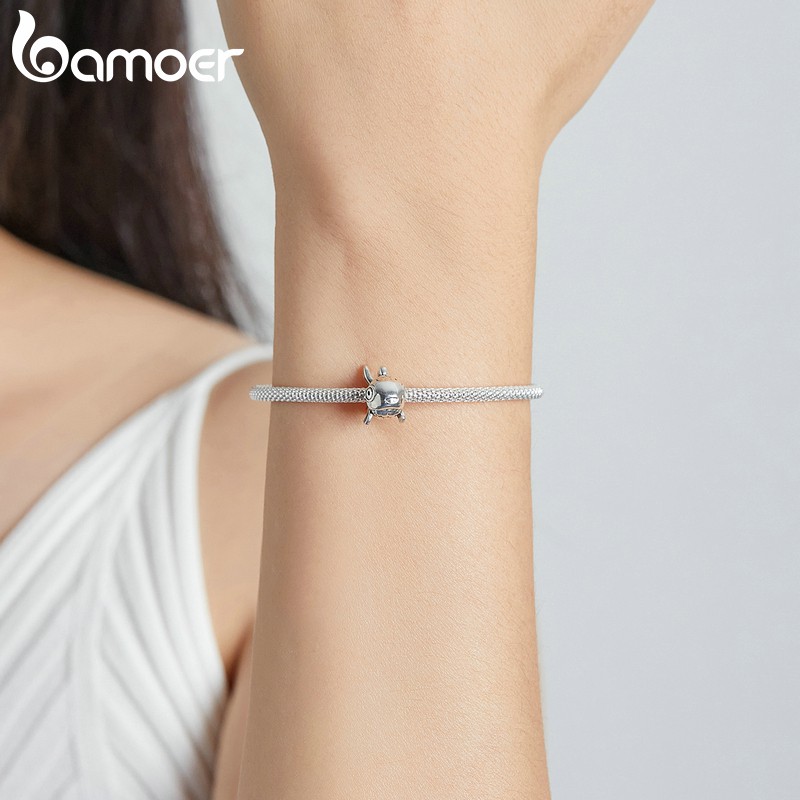 Hạt trang sức Bamoer Bsc543 bằng bạc 925 khẩu độ 4.5mm hình cá vàng thời trang thích hợp làm vòng tay DIY