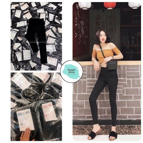 Quần Legging Body Hàng Xuất Hàn Nữ ⚡ Casper.Store | FREESHIP | ⚡ Skinny dài dáng ôm màu đen trơn basic