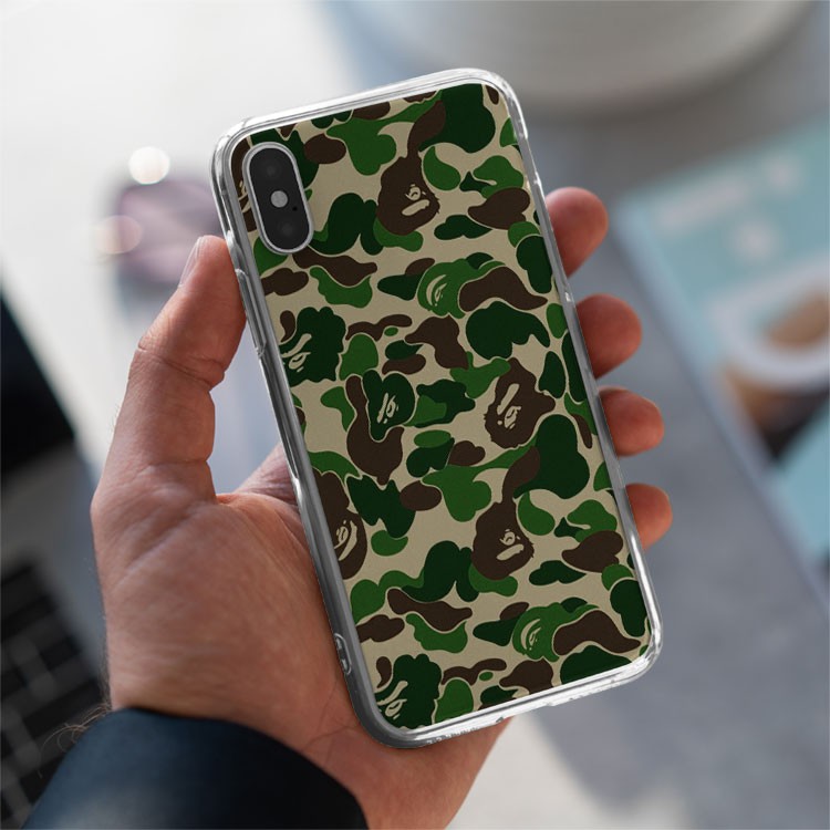 Ốp lưng họa tiết BAPE màu xanh lá cho Iphone 5 6 7 8 Plus 11 12 Pro Max X Xr BAPPOD00003