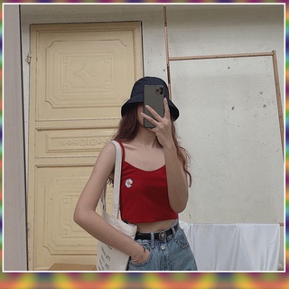 Áo nữ xinh đẹp | áo croptop 2 dây thêu hoa cúc chất len tăm nhiều màu hot