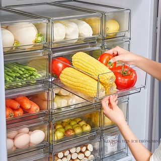 Hộp bảo quản thực phẩm trong tủ lạnh có thể xếp chồng lên nhau tiện lợi, hộp đựng đồ cao cấp