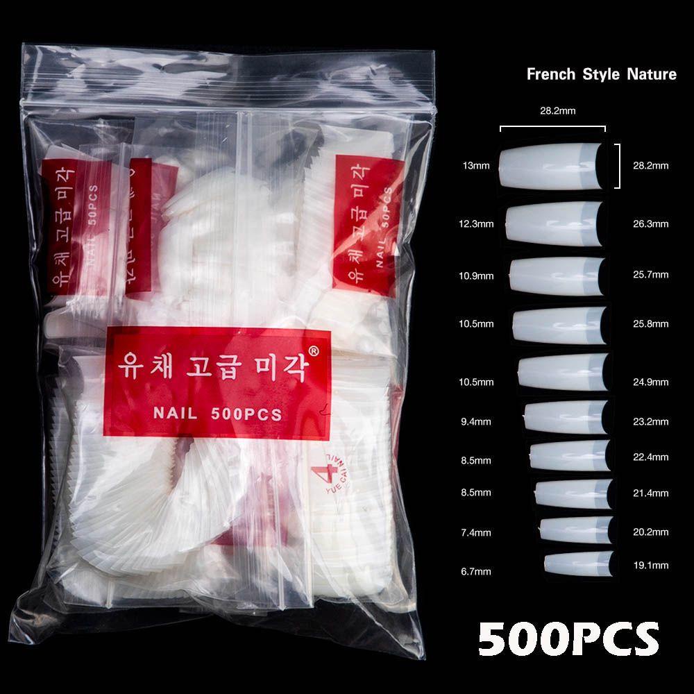 Túi 500 Móng Tay Giả Acrylic Trong Suốt 9 Kiểu Tự Nhiên