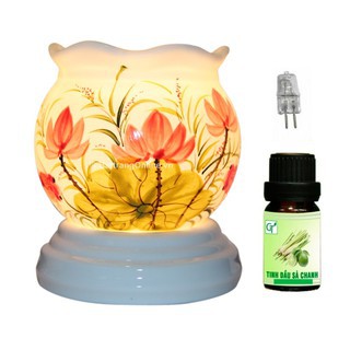 Đèn Xông Tinh Dầu Bát Tràng ( Tặng Tinh Dầu 10ml Và 1 Bóng Đèn Thay Thế)