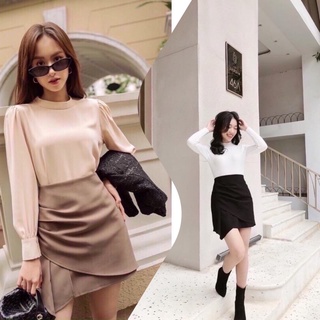Chân váy nữ dáng ngắn cạp cao 💖FREESHIP💖 Chân váy a cách điệu vạt chéo bên hông nữ tính