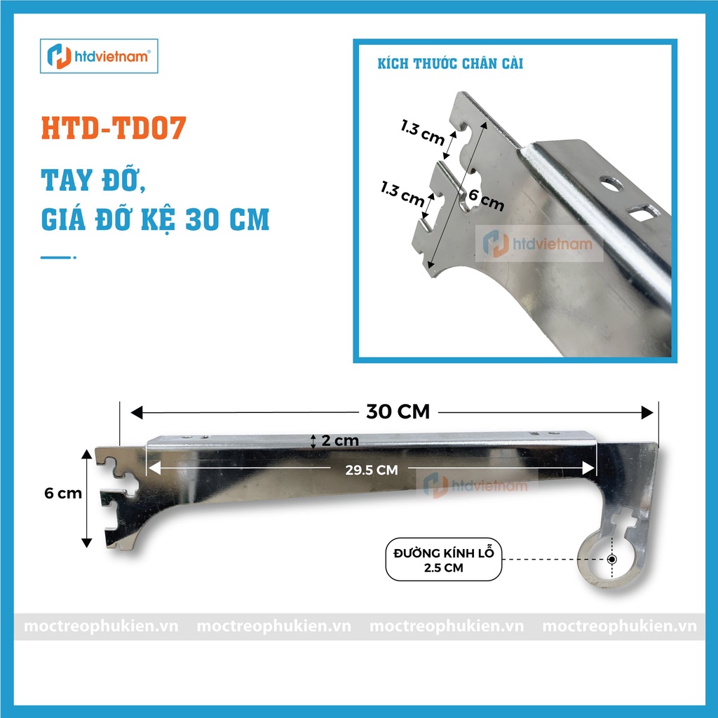 TAY ĐỠ GỖ, VỪA ĐỠ KỆ VỪA TREO THANH TRÒN HTD-TD07