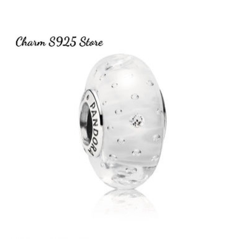 charm pan thuỷ tinh trắng bạc s925 cao cấp