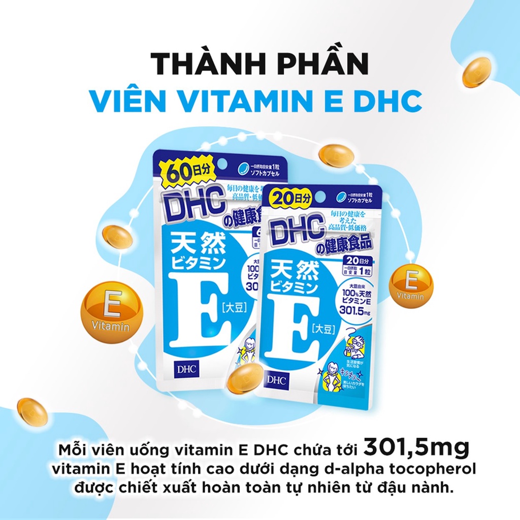 Viên Uống DHC Vitamin E Chống Lão Hóa, Tốt Cho Tim Mạch, Xương Khớp 30 Ngày (30v/gói)