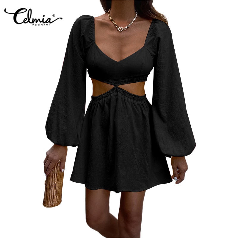 Đầm midi CELMIA chữ A cổ vuông phối ren thanh lịch thời trang cho nữ