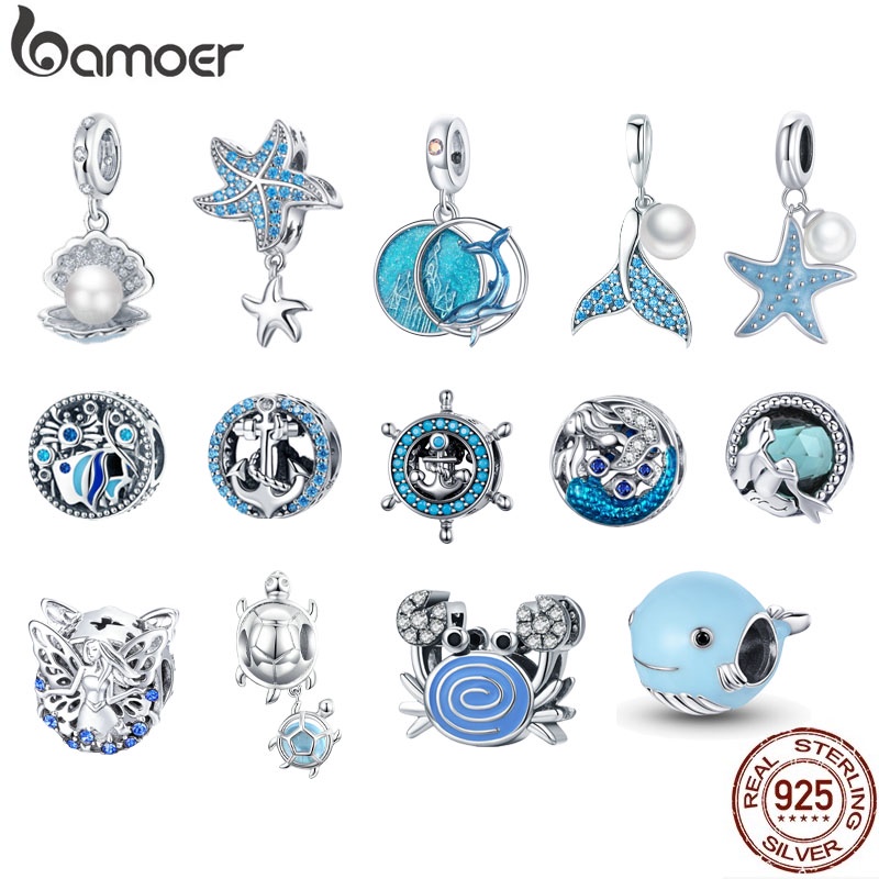 Hạt charm BAMOER đính đá giả độc đáo thời trang với nhiều kiểu tùy chọn