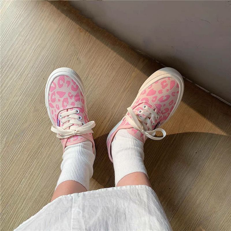 Giày Sneaker Uzzlang Da Báo Hồng
