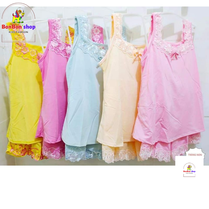 quần áo cho bé gái 3 tuổi, đồ bộ mặc nhà cho bé gái thun lạnh hai dây size 10-20kg