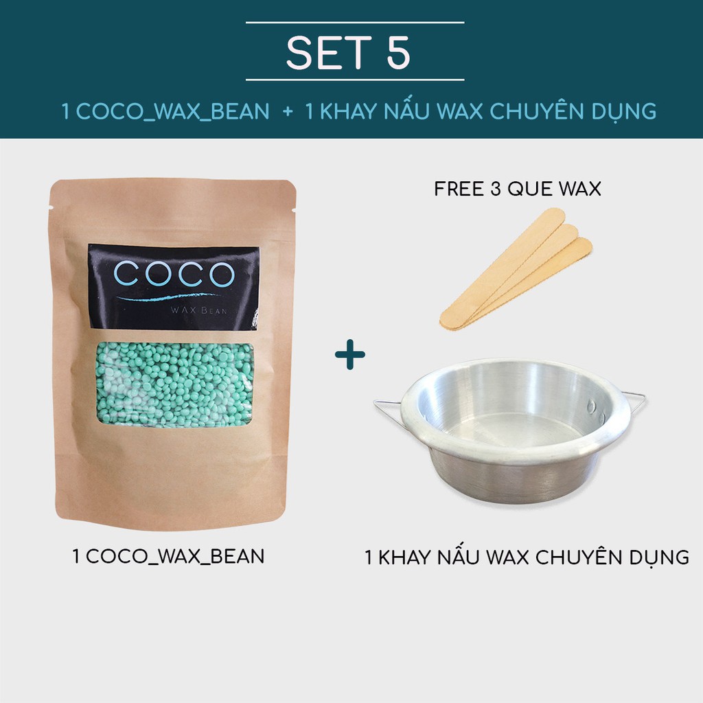 1 sáp wax lông Coco Wax Bean + Dụng cụ nấu wax lông (free que wax)(cb-1)