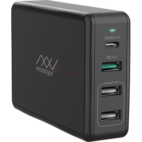 Sạc đa cổng Innostyle Gomax Pro 3USB 1Type-C PD80W IC80-4PD - Hàng chính hãng - Thiết kê nhỏ gọn 3USB,1Type-C tiện lợi