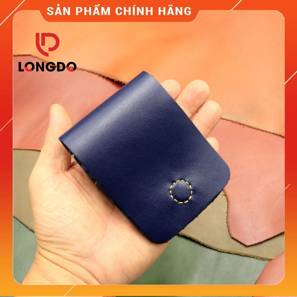 Ví Sen 3 Cao Cấp - Cam Kết 100% Da Bò Thật - Bóp Da Nam Mini Màu Xanh Navy Hàng Chính Hãng Thương Hiệu Longdo Leather