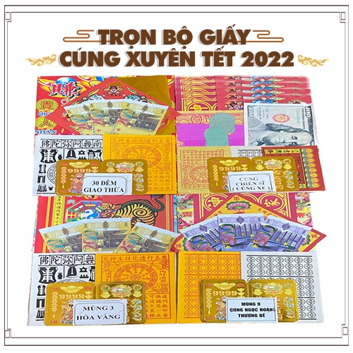 Combo Giấy Cúng Xuyên Tết 2023 [Kèm Bài Khấn] Mang May Mắn Tài Lộc Cho Gia Đạo - Đồ Thờ Cúng Thiên Lộc