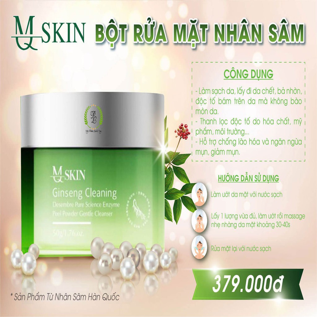 [CHÍNH HÃNG] Bột rửa mặt nhân sâm MQSkin căng bóng sáng da thay thế sữa rửa mặt tốt nhất