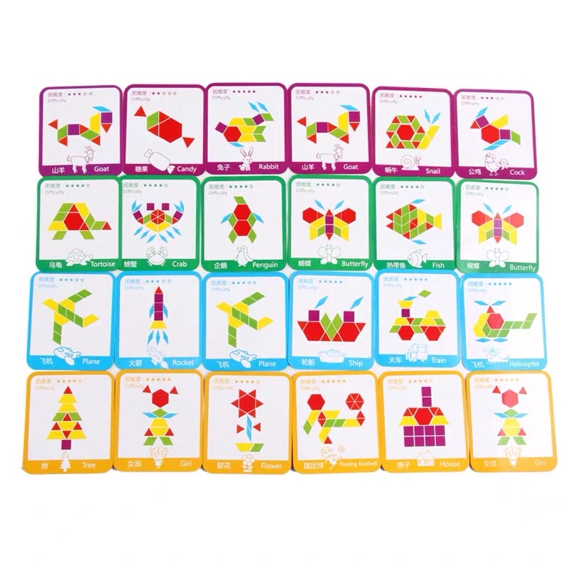 Ghép hình sáng tạo- Pattern Blocks ( 155ct- 200ct)