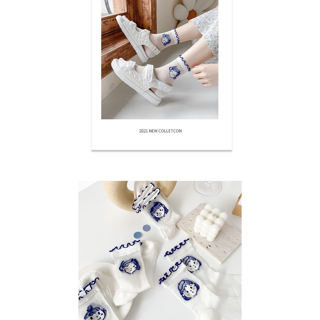 Vớ Lolita Cổ ren cao cổ nữ Phong cách Hàn Quốc Tất lụa Lolita nữ Dễ thương Cute Cao cổ