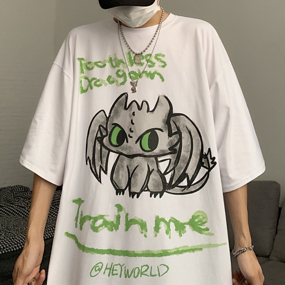 Áo Thun Tay Ngắn Dáng Rộng In Hình Gấu Thời Trang Hàn Quốc Cho Nam