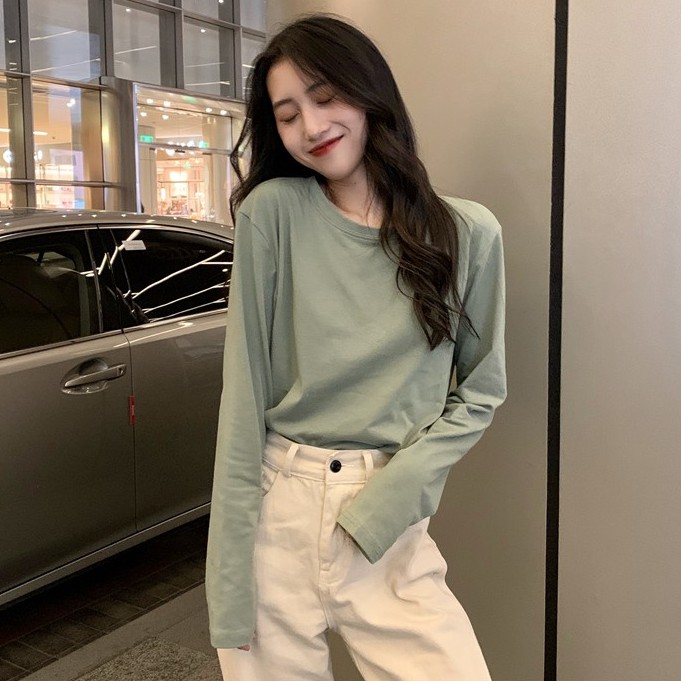 Áo Thun Xiaozhainv Tay Dài Form Rộng Kiểu Retro Theo Phong Cách Hàn Quốc