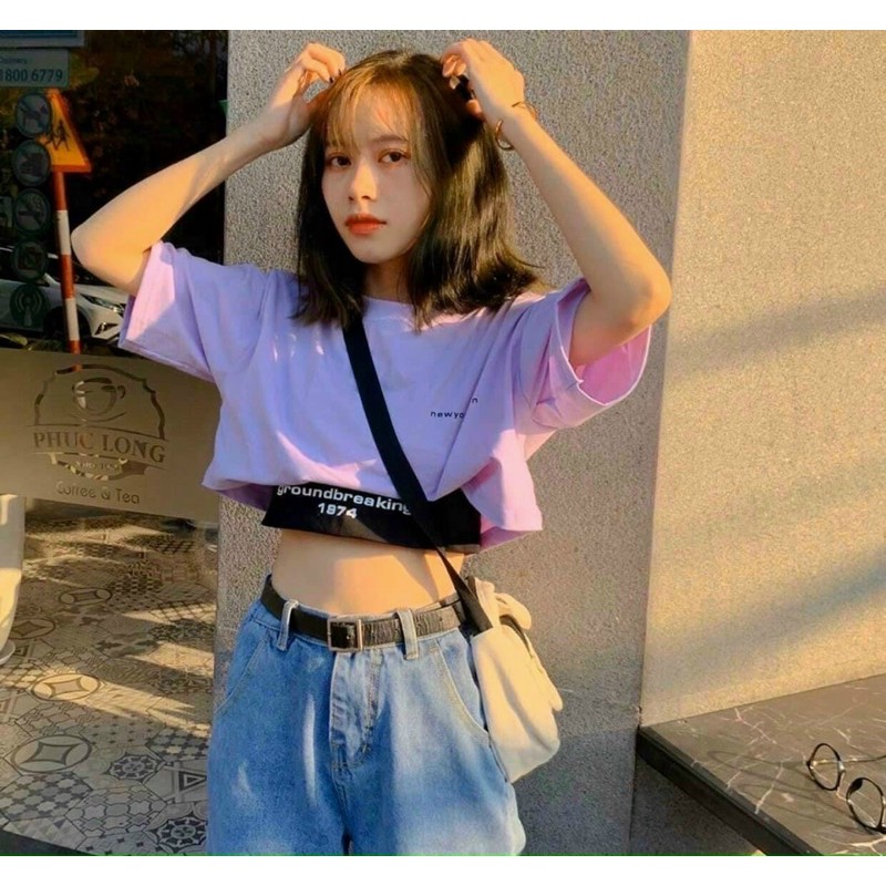 set áo croptop in chữ thời trang cho nữ