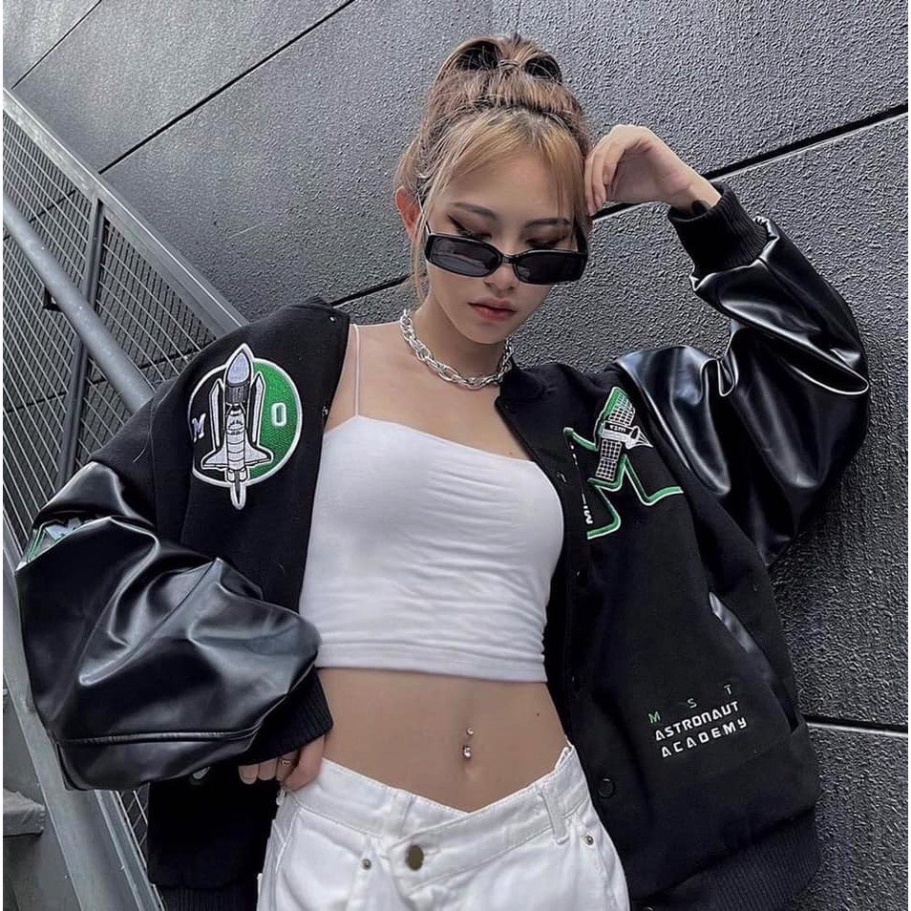 Áo Khoác Bomber Jacket Varsity Cardigan Missout Họa Tiết Thêu Chất Đẹp - Áo Bomber Nam Nữ Hót Trend