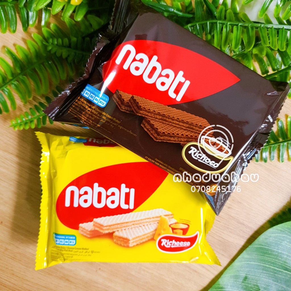 Combo 2 gói bánh xốp kẹp kem vị sô cô la/ phomai Nabati hàng Malaysia nhập chuẩn xịn gói 50gam