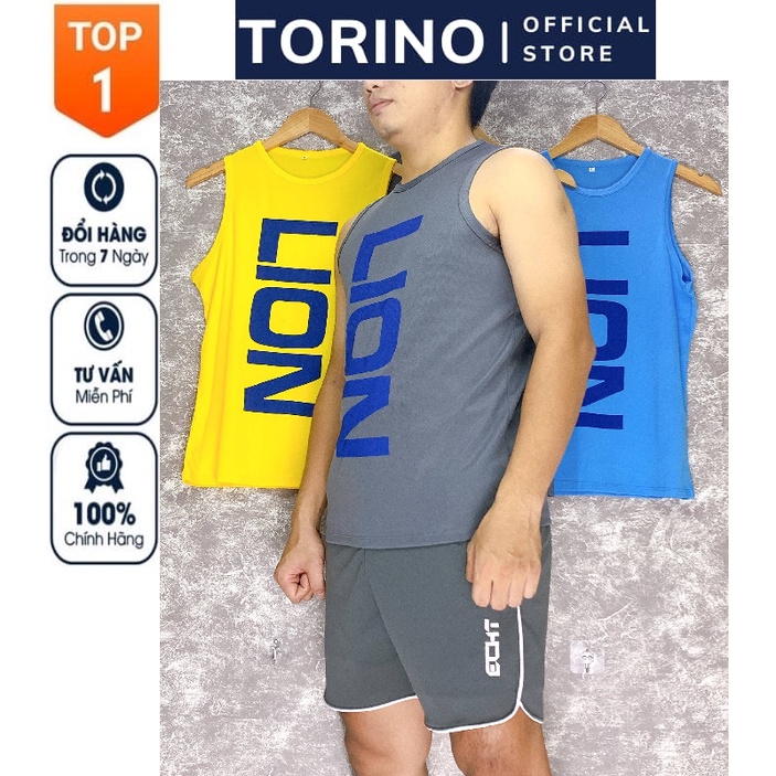 Áo Tập Gym Nam Cao Cấp, Áo Thun Ba Lỗ In Hình 𝐋𝐈𝐎𝐍 thun Cotton thoáng khí - Co Giãn Tốt Nhiều Màu
