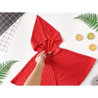 Áo tránh nắng đỏ chấm bi M