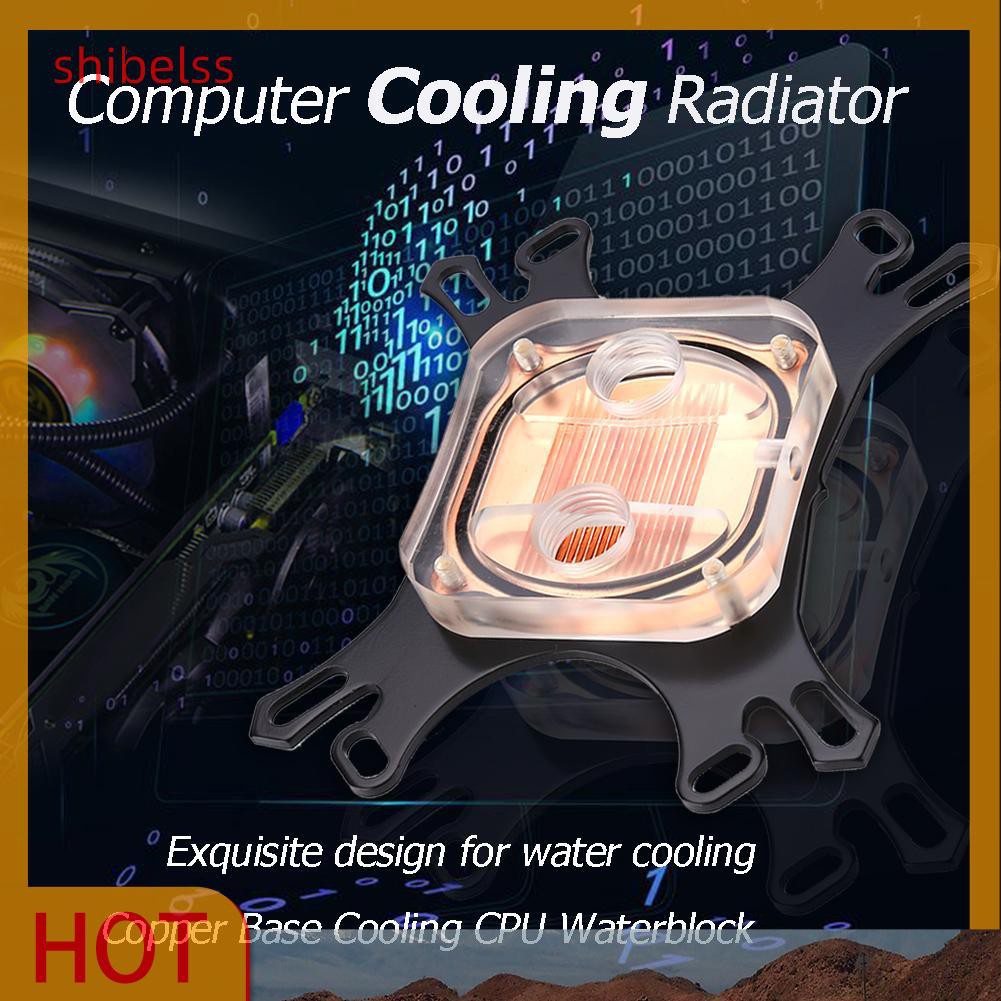 Shibelss CPU Water Block Water Cooler Computer Cooling Radiator for Intel AMD+Screws