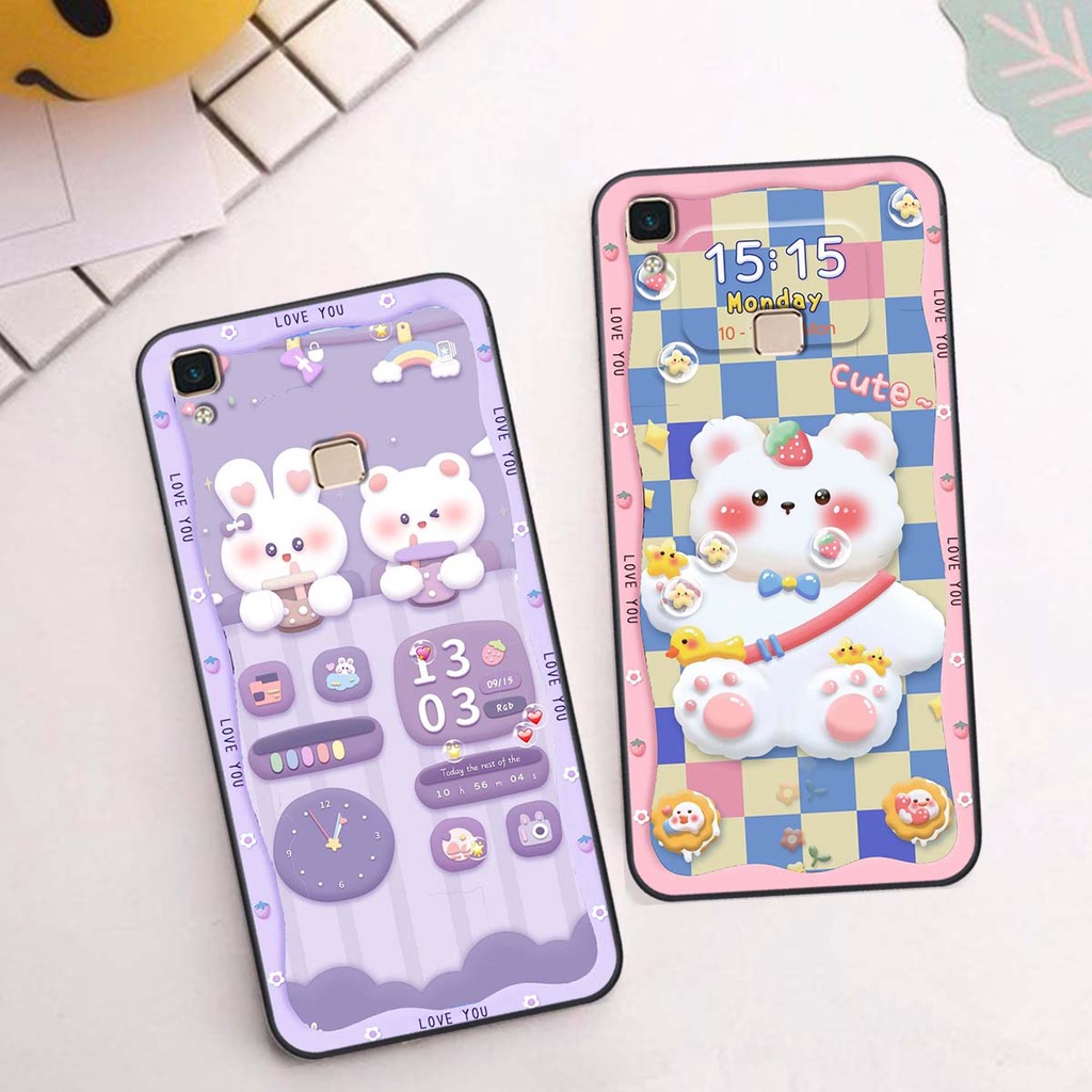 Ốp lưng Vivo V3 / V3 Max in hình gấu cute,bò sữa 3D cute dễ thương bảo vệ điện thoại