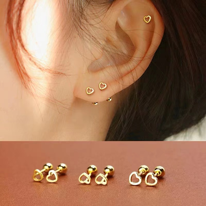 Bông Tai Thép Titan Hình Cỏ Ba Lá Phong Cách Hàn Quốc Chống Thất Lạc Chống Phai Màu