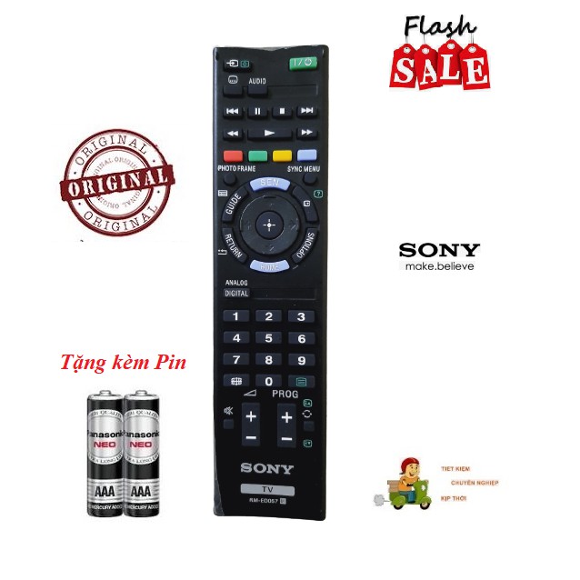 Remote Điều khiển Tivi Sony RM-ED057 LCD/LED SMART TV OLED- Hàng chính hãng 100% Tặng kèm Pin