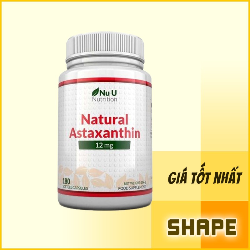 Vitamin Astaxanthin | Chống Lão Hóa Tăng Độ Dẻo Dai | Nu U Astaxanthin 12mg 180 Viên- Chính Hãng Shape Store