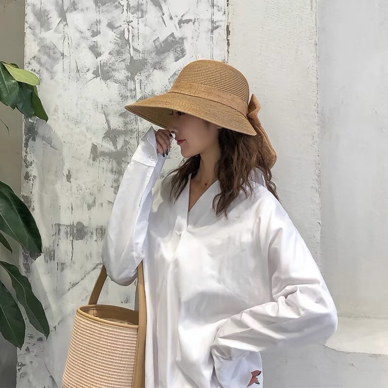 Nón cói lẹm nơ to xinh xắn